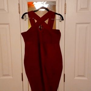 Burgundy bandage dress